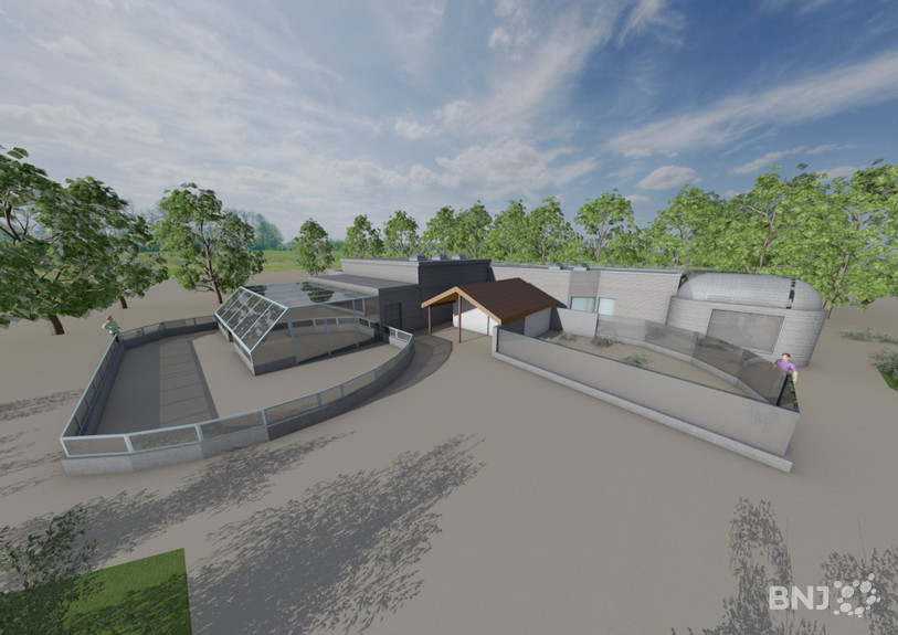 Le projet prévoit la construction d’un nouveau bâtiment polyvalent qui abritera deux nouvelles volières ainsi qu’une station de quarantaine avec salle d’opération intégrée et même un espace pour les tortues géantes. (Photo : aic architecture)