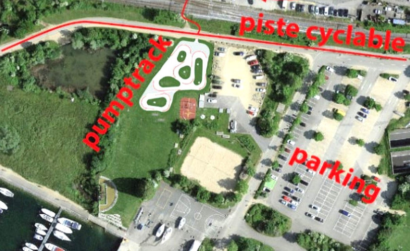 Une vision de la configuration des lieux après l’intégration du pumptrack. (Image : Commune de Laténa).
