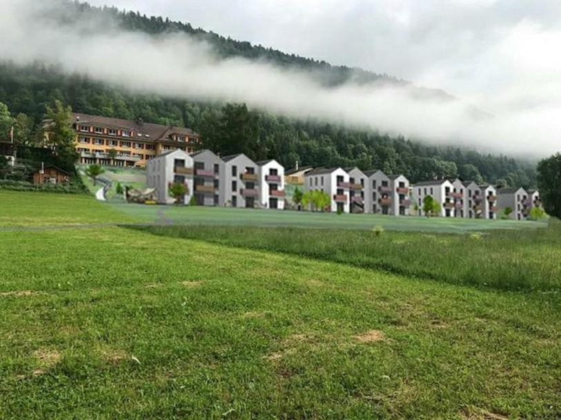 Au total, le projet compte quatorze villas groupées de trois logements. (photo : Atelier d’architecture Legooo)