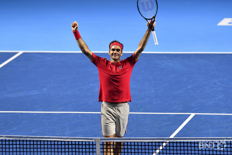 Roger Federer exulte : il vient de remporter les Swiss Indoors pour la...10e fois (photo : Georges Henz).