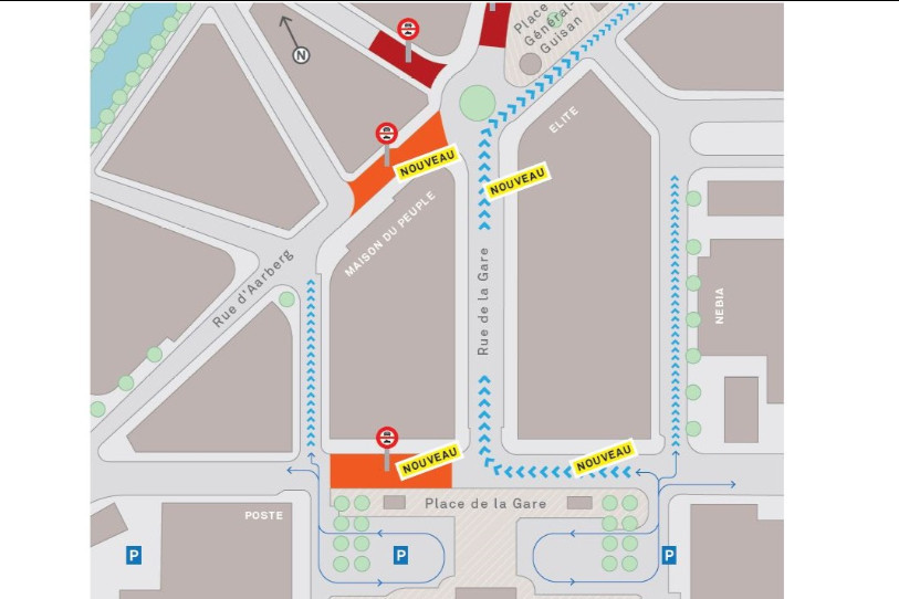 Le régime de circulation devant la gare de Bienne sera entièrement revu. (Image : Ville de Bienne)