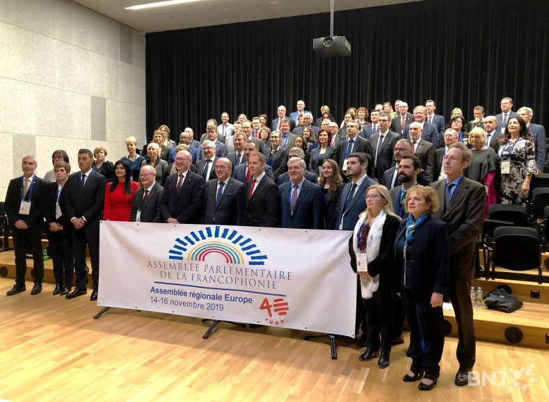 Les délégués européens de l'Assemblée parlementaire de la francophonie posent pour la photo officielle.