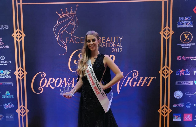 Léa Jeambrun a remporté le Prix de la meilleure en robe de soirée lors du concours de beauté Face of Beauty International 2019. (Photo : Léa Jeambrun).