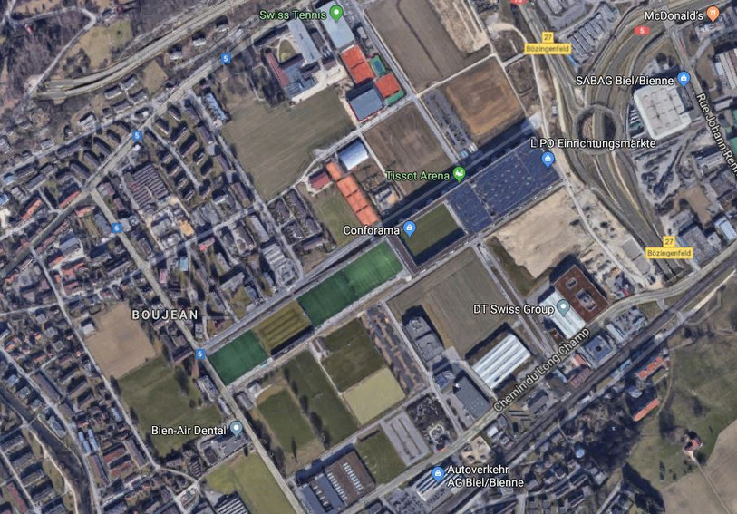 La mobilité doit être repensée aux Champs-de-Boujean à Bienne. (Google Maps)