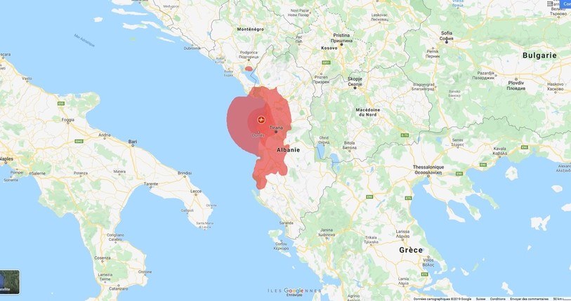 Le séisme de magnitude 6,4 sur l'échelle de Richter a fait une quarantaine de morts et des centaines de blessés. (photo : Google Maps)