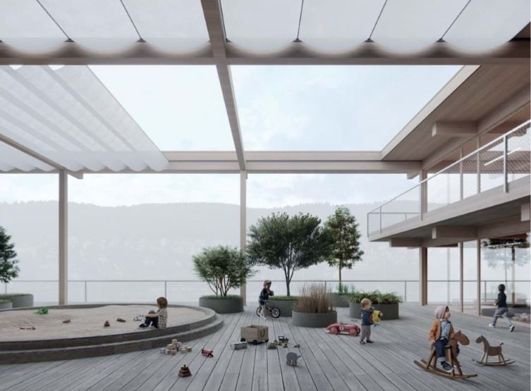 Le nouveau bâtiment offrira une vue sur la chaîne du Jura. (Visualisation : ldd).