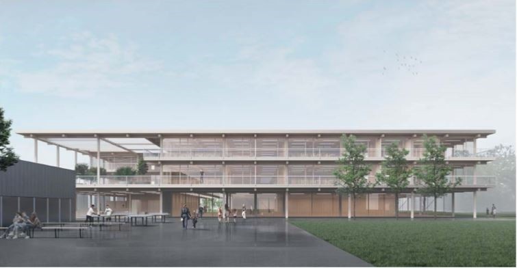 Le bâtiment plat et horizontal sera réalisé sur trois étages. (Visualisation ldd )