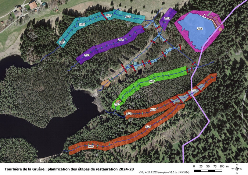 Plusieurs zones de la tourbière de la Gruère seront revitalisées d'ici 2028. (Image : Office jurassien de l'environnement).