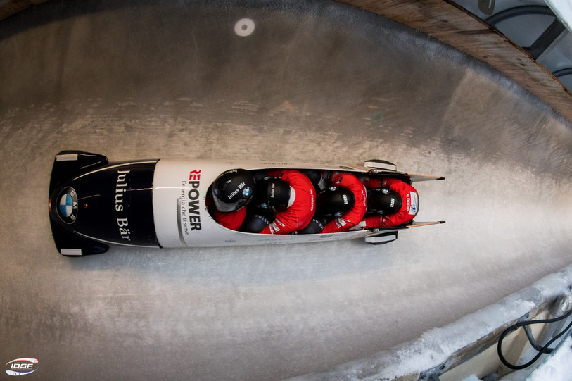 Quentin Juillard a pris place en 3e position dans le bobsleigh du Grison Cedric Follador pour sa 1re course de Coupe du monde (photo : IBSF).