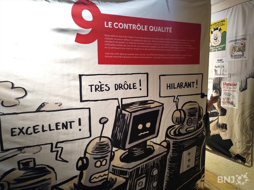 Dans le monde imaginé par les auteurs de Vigousse, les blagues sont testées sur des robots avant d'être publiées.