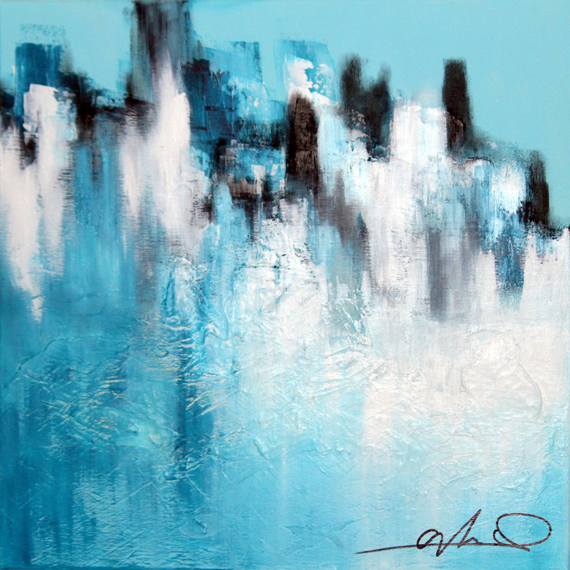 Le tableau de Sophie Wermelinger-Toussaint, « Ere glaciaire », est exposé avec d'autres à la galerie de l'Artsenal.