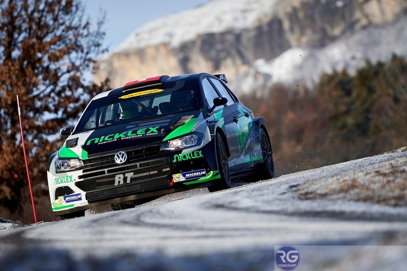 Olivier Burri lors d'une journée de tests avec sa VW Polo R5.