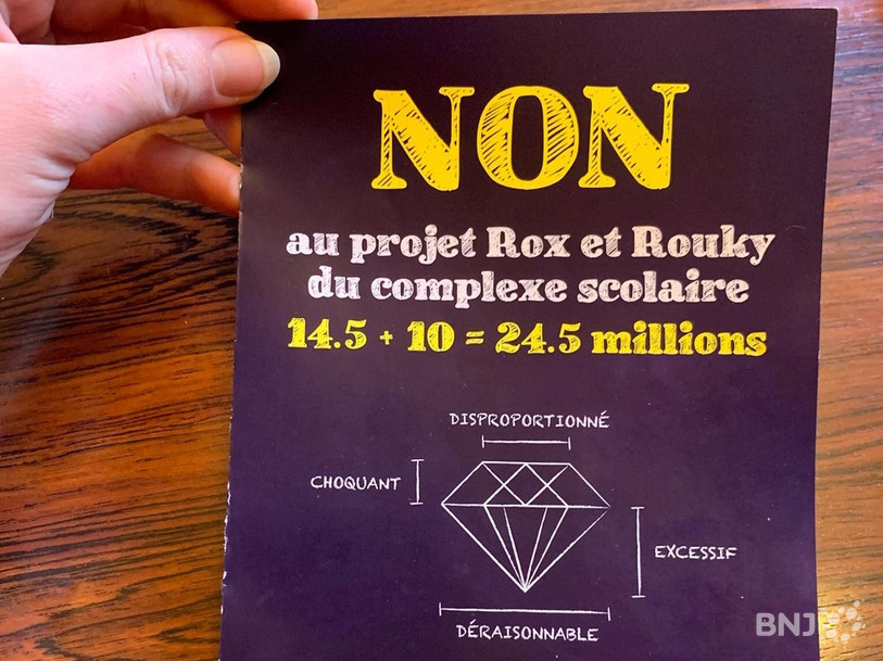 Le flyer qui circule à Courtételle contre le crédit pour un nouveau complexe scolaire.