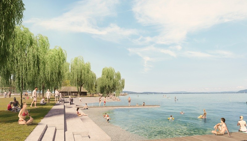 Les aménagements de la plage des Jeunes-Rives et du reste des lieux sont à découvrir au travers d'une application. (Photo : Ville de Neuchâtel)