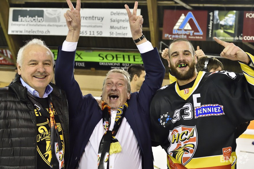 La nuit sera folle en cas de victoire du HCA, à l'image du président Patrick Hauert (au centre) lors du titre en Ligue B de 2016.