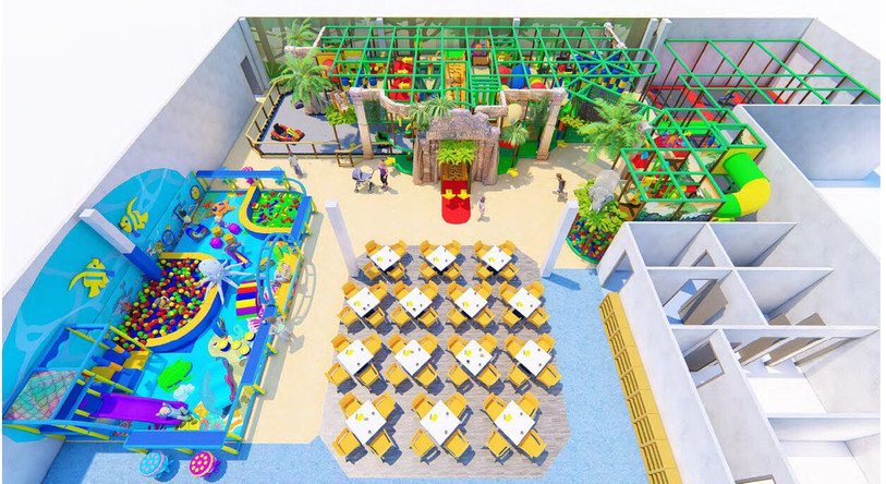 Photomontage de l'espace enfants tel qu'il est prévu au Yatoo family center à Etagnières (VD) et qui ressemblera fortement à celui prévu à Thielle. (photo : yatoogroup)