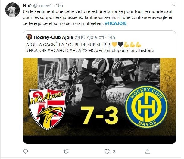 Déclaration d'amour et de confiance d'un fan sur Twitter.