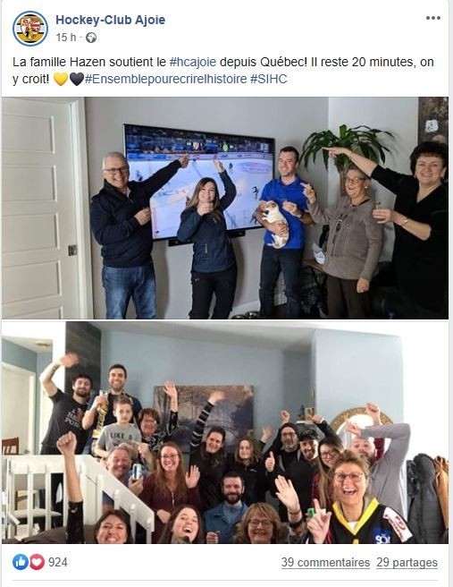 Un soutien canadien au joueur Jonathan Hazen et à ses coéquipiers.