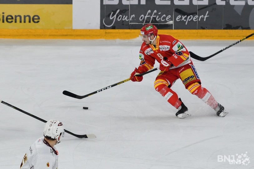 Damien Riat a grandement contribué au succès du HC Bienne en inscrivant un quadruplé. (Photo : Archives)