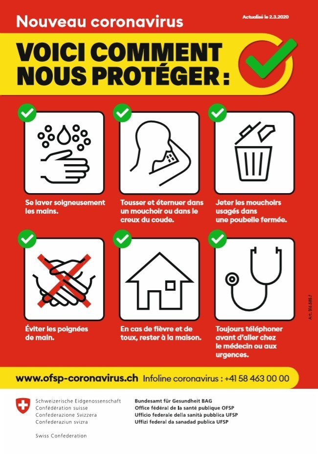 L'affiche de l'Office fédéral de la santé publique a été actualisée lundi.