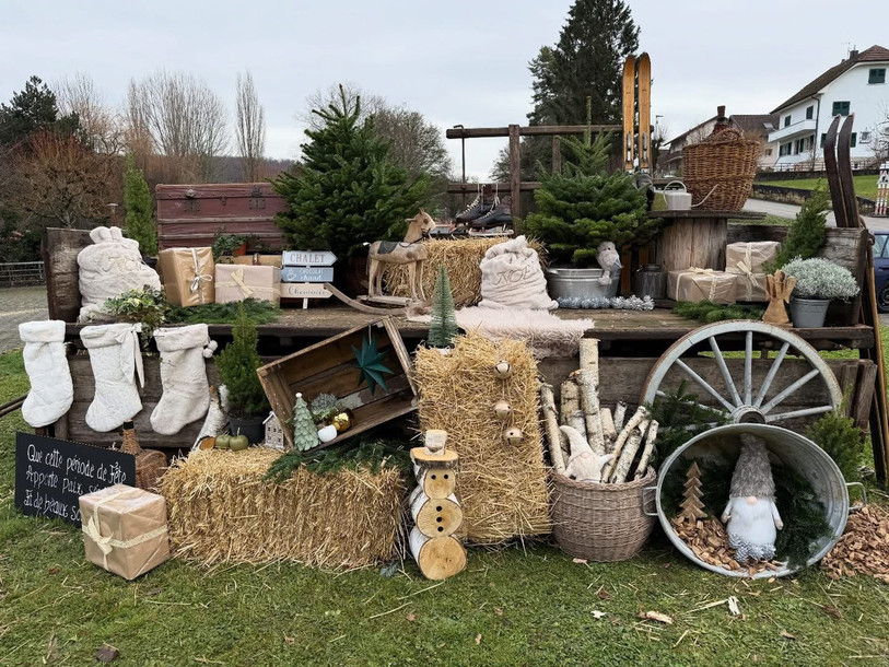 Des décoration de Noël particulières décorent le village de Boncourt. (Photo : Commission Animation et Tourisme)
