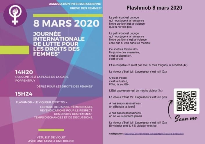 Le programme de la Grève des femmes dimanche à Porrentruy.