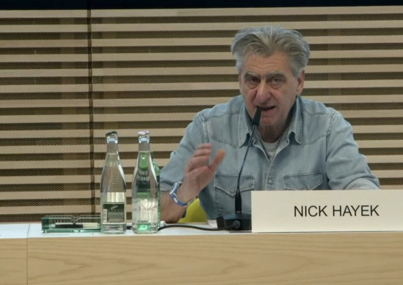Le patron du Swatch Group, Nick Hayek, en conférence de presse jeudi matin à Bienne. (Photo: Swatch Group)