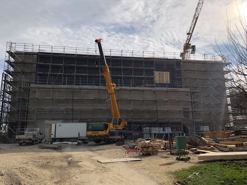 Le chantier de la patinoire à Porrentruy tourne au ralenti à cause de l'épidémie de Covid-19 (photo : Hockey-club Ajoie).