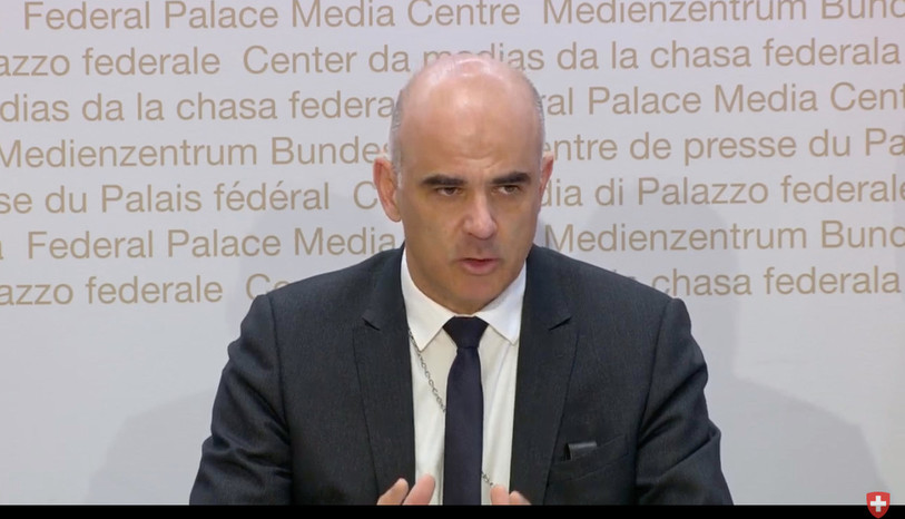 Capture d'écran de la conférence de presse du Conseil fédéral du 3 avril.