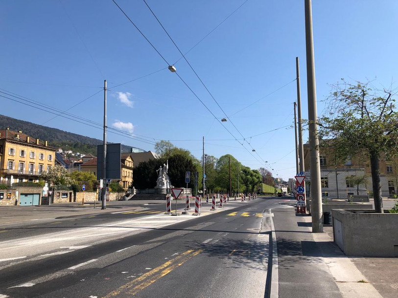 Le chantier du Premier-Mars, qui était à l'arrêt, a repris le 7 avril. (Photo: Ville de Neuchâtel).