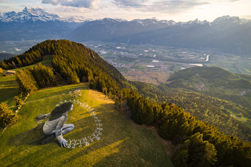 L’œuvre a été présenté dimanche à Leysin. (Crédit photo : Saype)