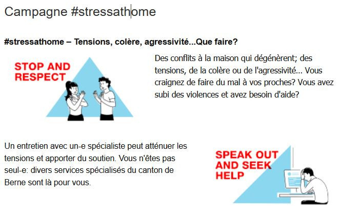 La campagne #stressathome du canton de Berne.