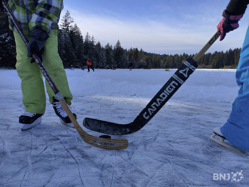 Les amoureux du hockey sur glace et du patinage ont profité d'un décor et de conditions magnifiques ce mercredi après-midi à l'Etang de la Gruère.