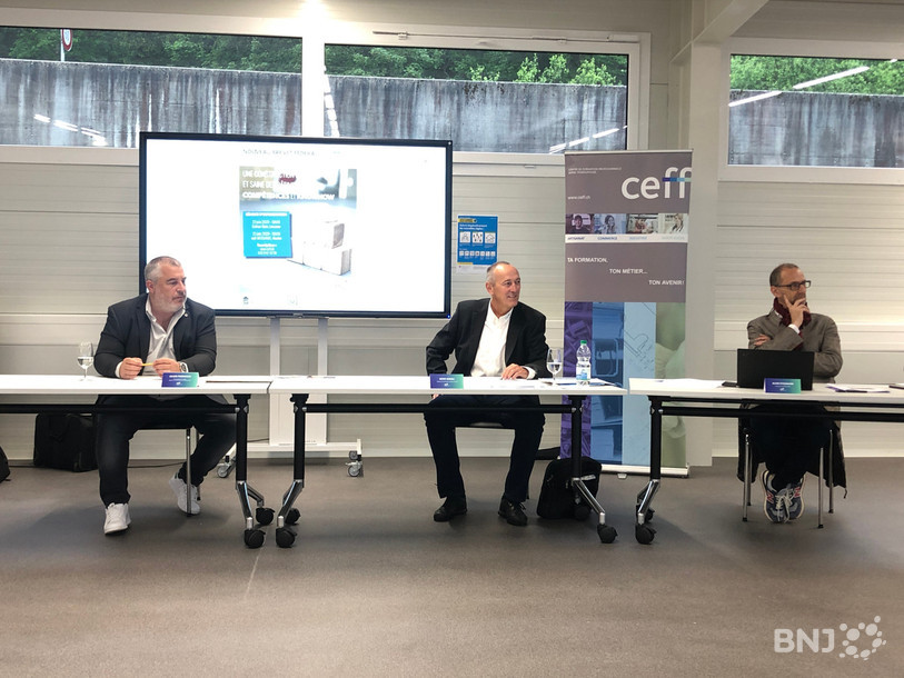 La nouvelle formation a été présentée mercredi à Tavannes. De gauche à droite : Julien Pedrocchi, ingénieur, Denis Boegli, responsable de la formation continue du ceff et Alain Stegmann, directeur du ceff Artisanat.