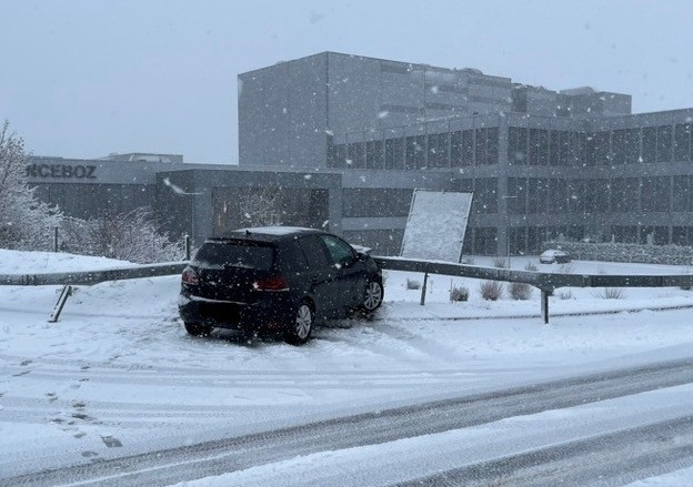 Une automobiliste est notamment sortie de la route à Boncourt. (Photo : Police cantonale jurassienne).