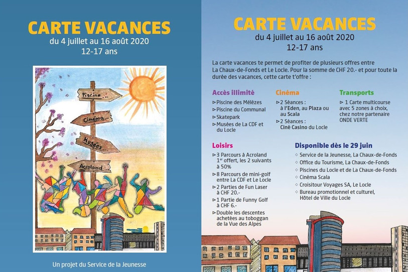 La carte vacances offre un large éventail d'occupations pour les ados.