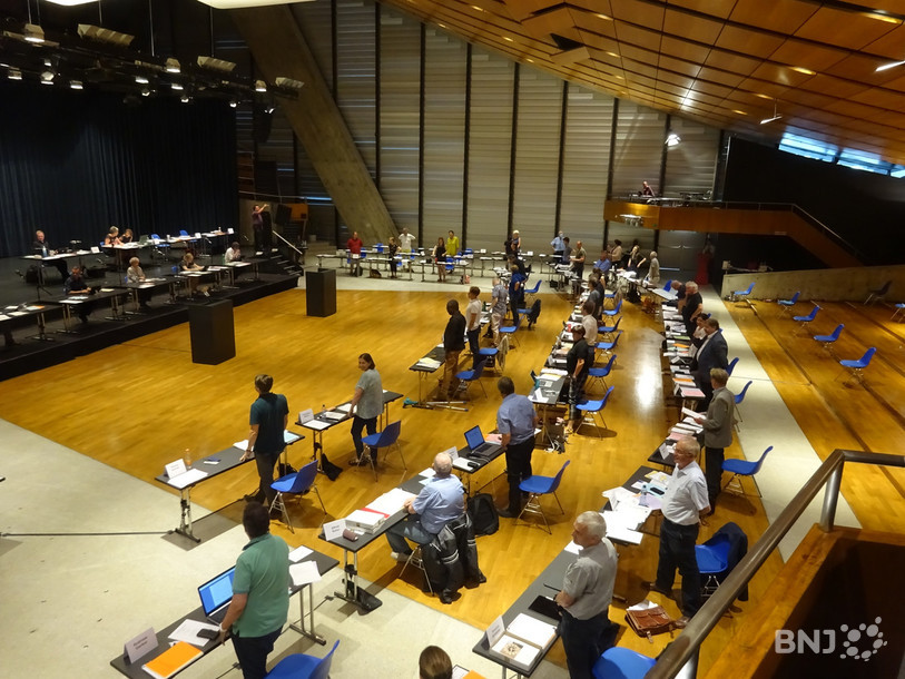 Le Conseil de ville de Bienne, réuni au Palais des Congrès afin de respecter les mesures sanitaires