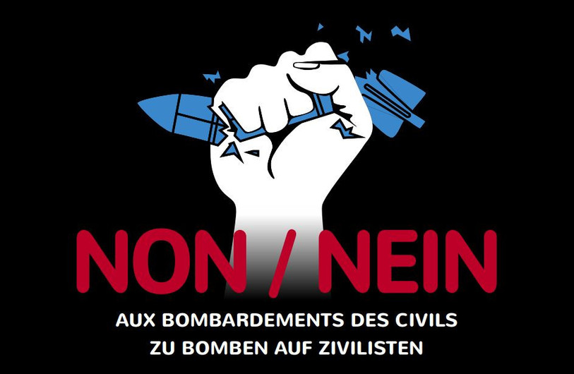 L'exposition « NON aux bombardements des civils » est à découvrir à la Galerie du Faubourg à Porrentruy. 