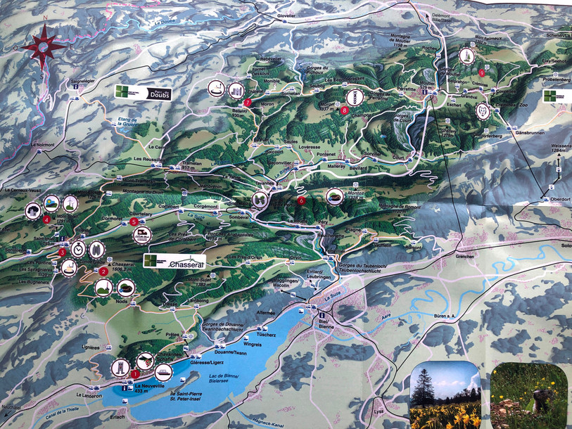 La carte de Jura bernois Tourisme regroupe les douze activités incontournables de la région.