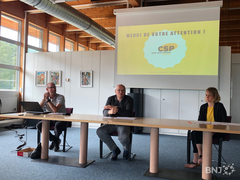 Un montant de 200'000 francs a été réservé pour aider les Bernois francophones touchés par la crise, selon le CSP. De gauche à droite : Thierry Gagnebin, Pierre Ammann et Flore Beuret.