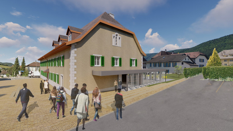 Voici à quoi pourrait ressembler la Couronne de Sonceboz une fois rénovée. (Photo: Fondation pour le rayonnement du Jura bernois)