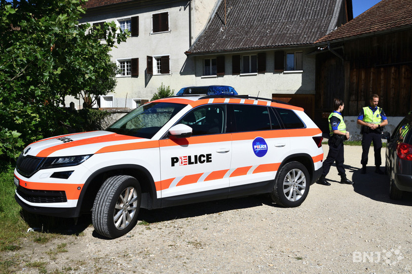 La police est intervenue mercredi matin à Soyhières à la suite d'un accident. (Photo : Georges Henz/archives)