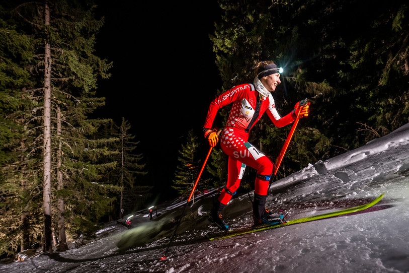 Marianne Fatton n'a pas pu se mêler à la lutte pour la victoire vendredi en nocturne à Courchevel. . (Photo : KEYSTONE/Maxime Schmid).