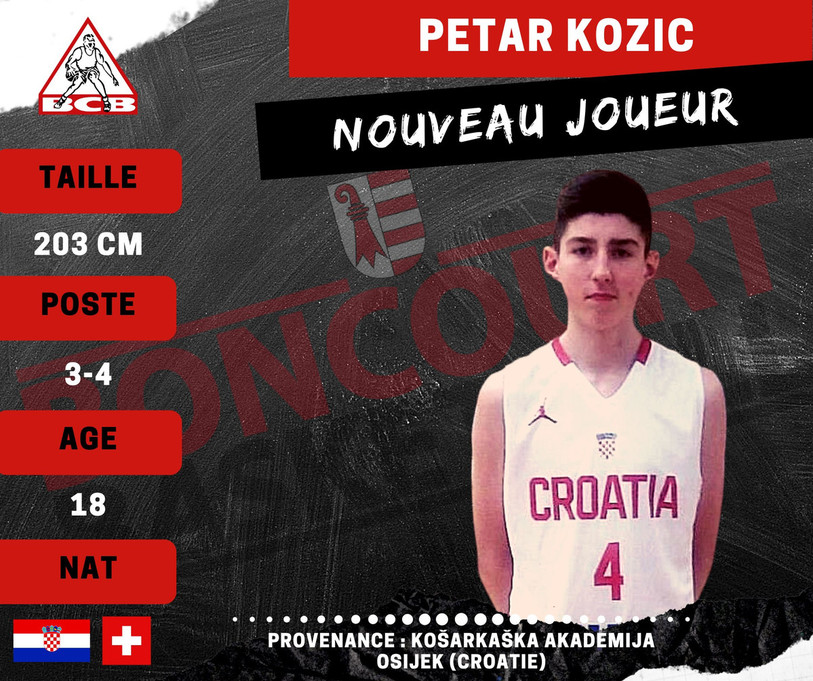 Petar Kozic, qui dispose de la double nationalité Suisse et Croate, rejoint son frère Juraj au BCB. (Photo : BC Boncourt)