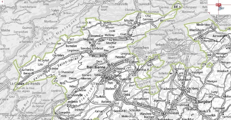 Des informations du registre foncier en ligne. (Photo : capture d'écran https://www.map.apps.be.ch/pub/synserver?project=a42pub_basisgreika&userprofile=geo&client=core&language=fr)