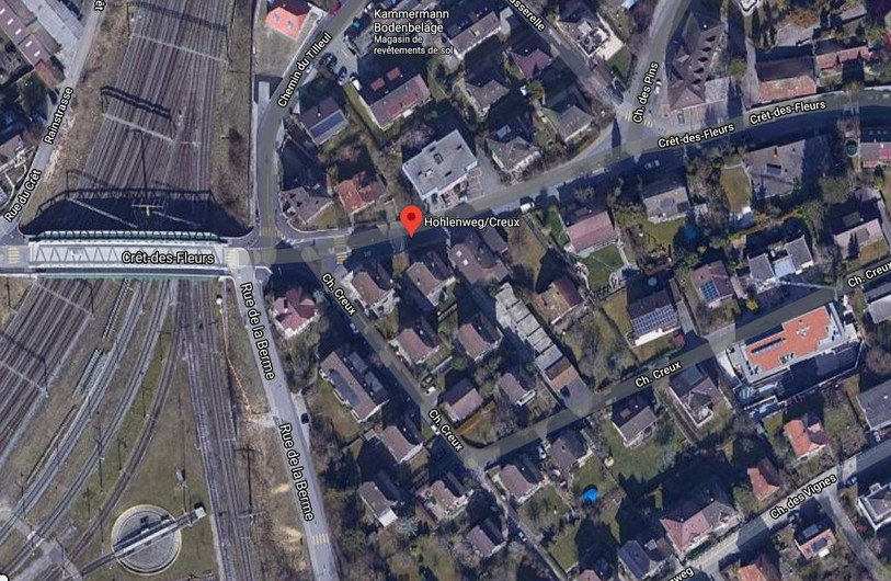 L'arrêt de bus «Chemin Creux» sera adapté aux personnes handicapées. (Photo: Google maps)