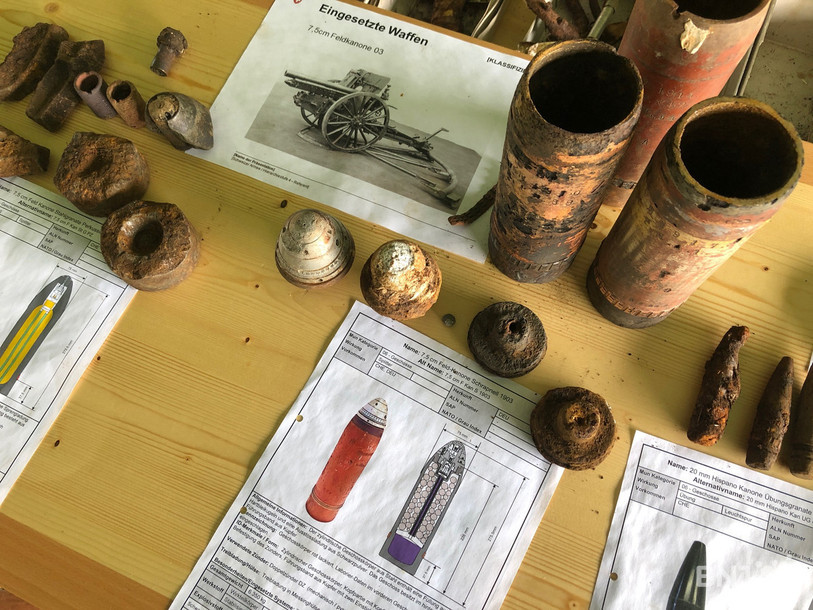 Exemples de munitions retrouvées dans le marais.