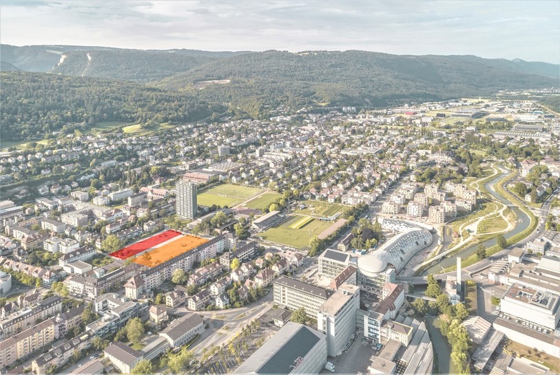 Les deux nouveaux bâtiments prendront place dans le quartier de la Gurzelen. (Photo: Ville de Bienne)