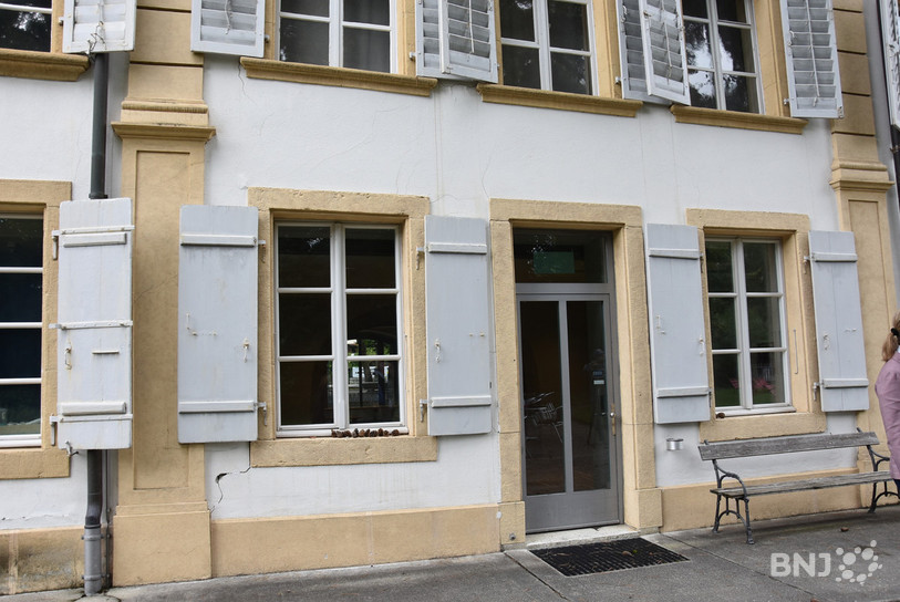 La façade sud du Musée Neuhaus. On peut y voir les cadres de fenêtre désaxés ainsi que des fissures dans la paroi.