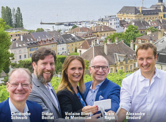Les cinq candidats du PLR au Conseil communal de Neuchâtel. (Photo: PLR)